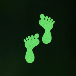 Pictogrammes adhésifs pied / chaussure antidérapants photo luminescents